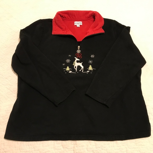 Breckenridge holiday black sweatshirt with embroidered reindeer design (3X) - Picture 5 of 16